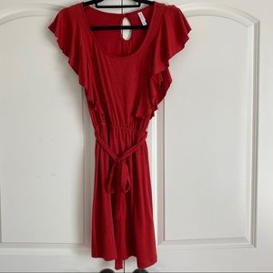 Red Flutter Sleeve Tie Dress Keyhole Button Target